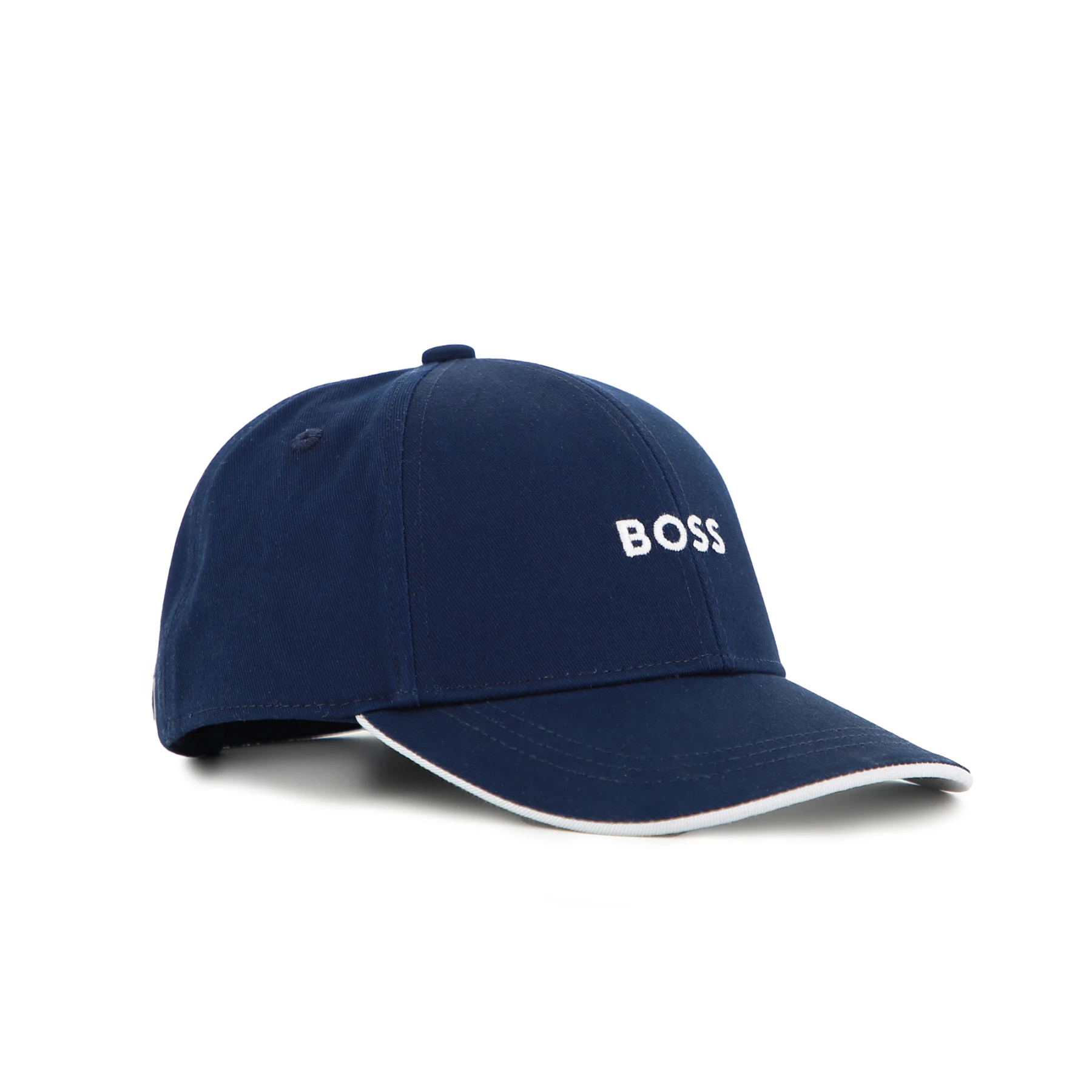 Kids Boys Cotton Logo Cap with White Trim