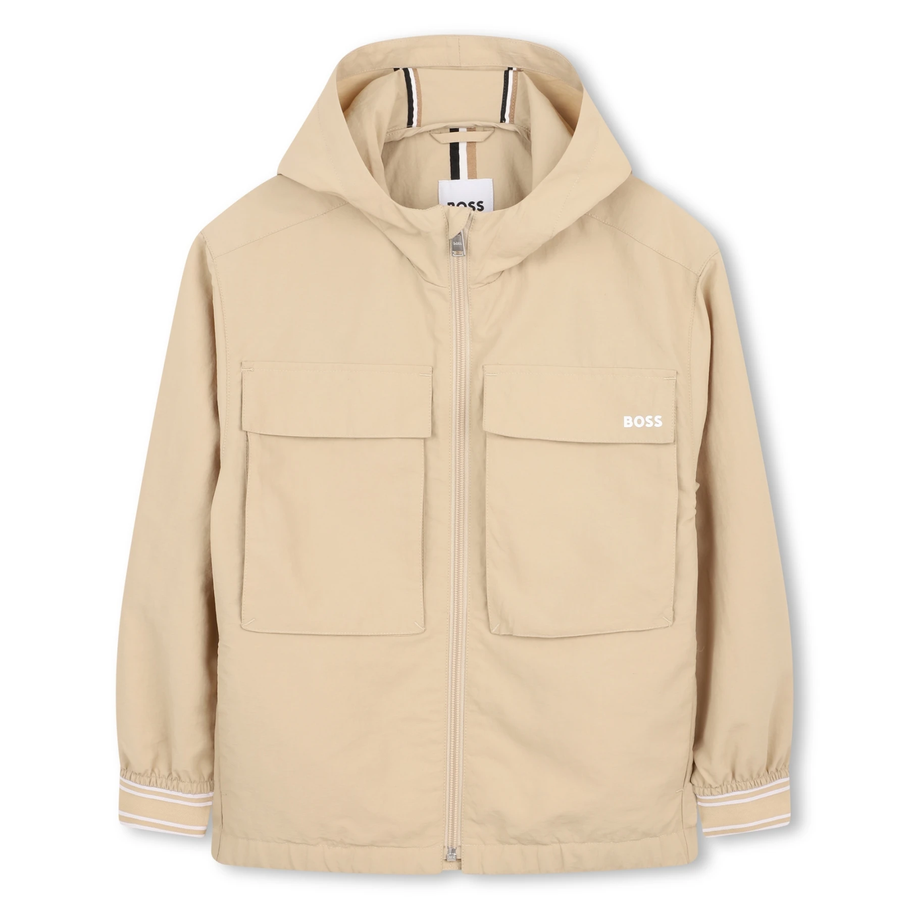 Kids Boys Logo-detail Hooded Windbreaker with Pockets