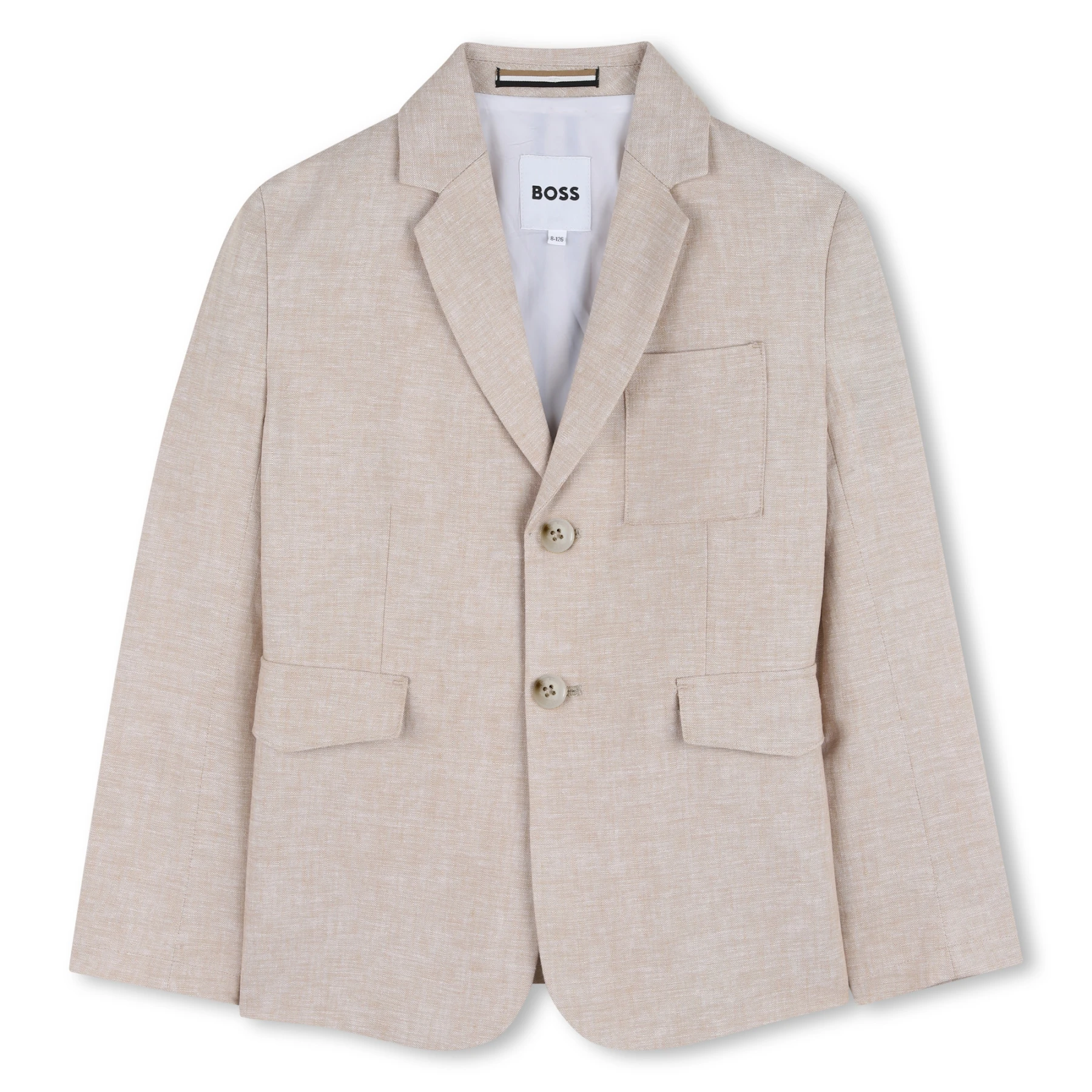 Kids Boys Linen Flax Single-Breasted Long Sleeves Blazer