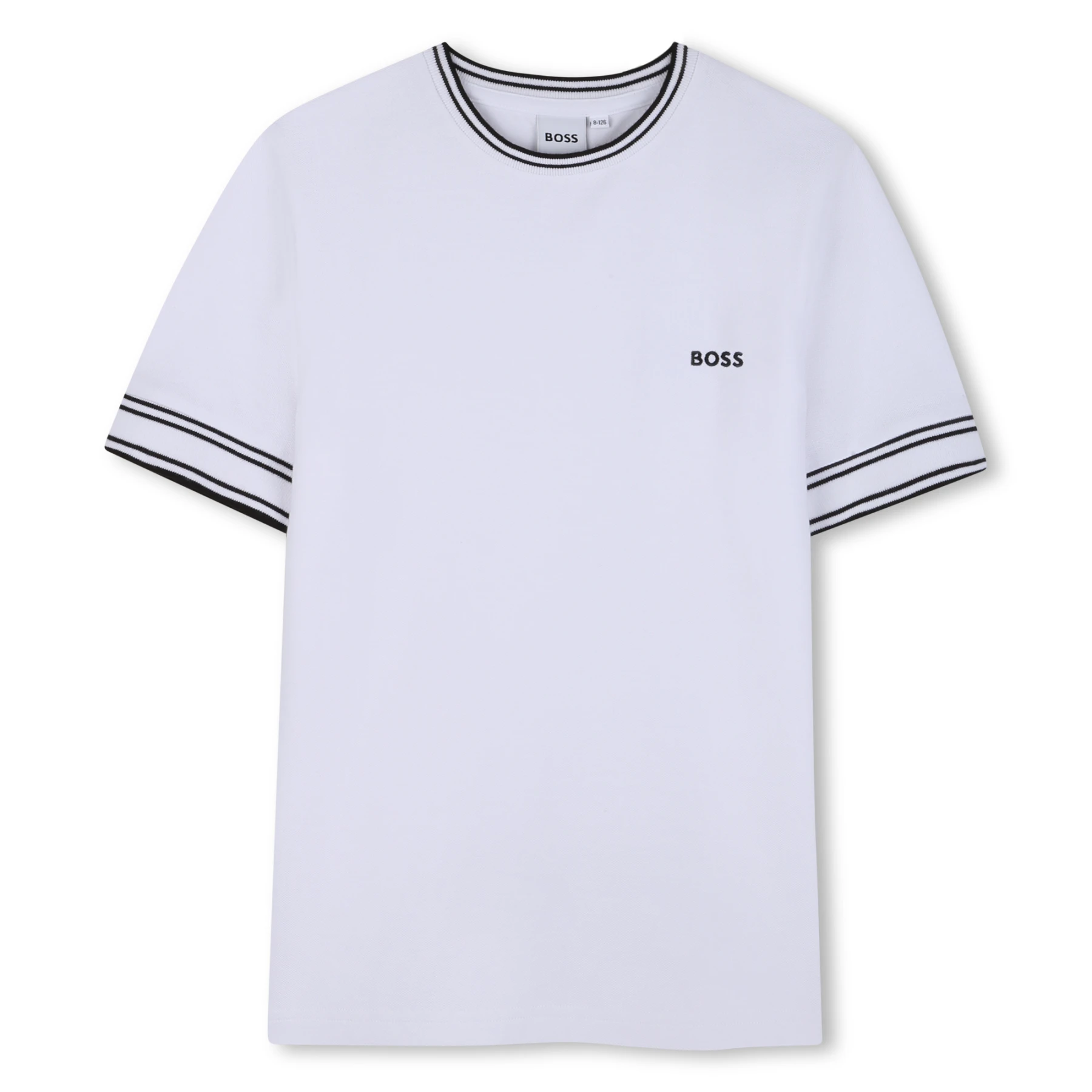 Kids Boys Striped Trims Short Sleeve Cotton T-shirt  