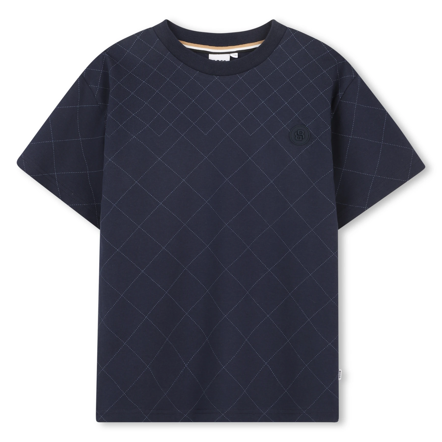 Kids Boys Diamond Pattern Short Sleeve Cotton T-shirt 