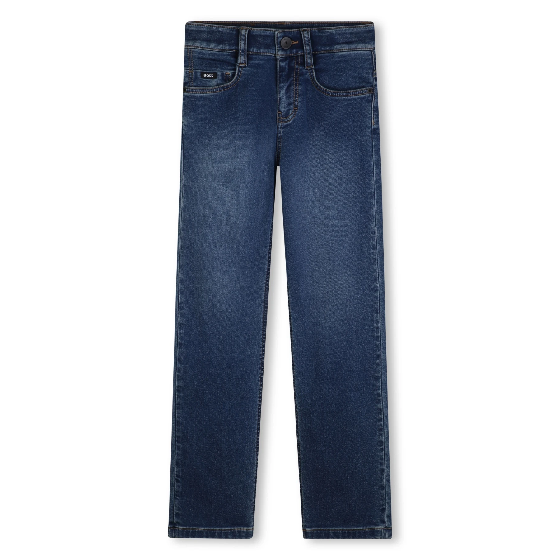 Kids Boys Straight Leg Logo Patch Denim Jeans