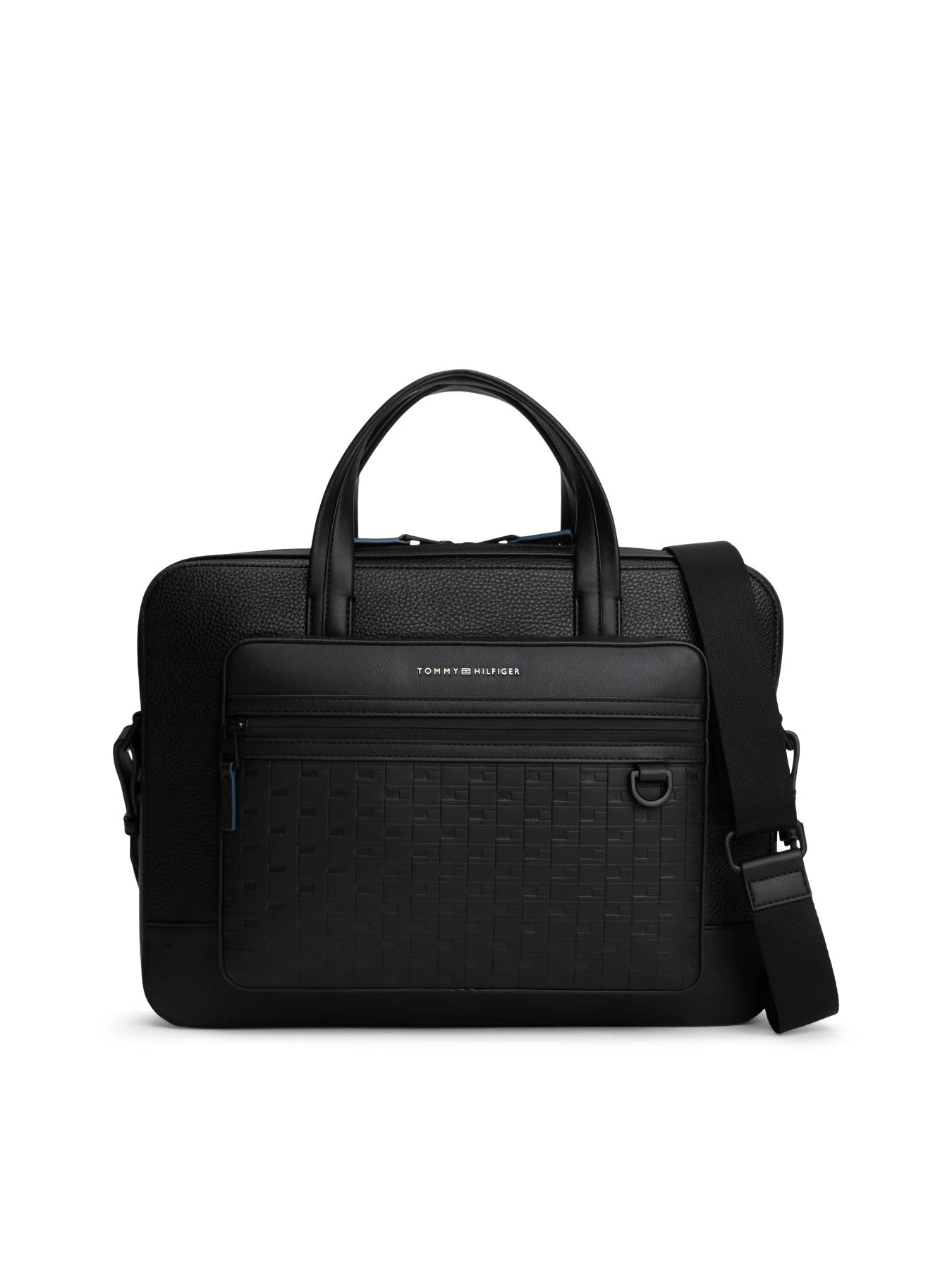 Modern Repeat Flag Pocket Leather Laptop Bag