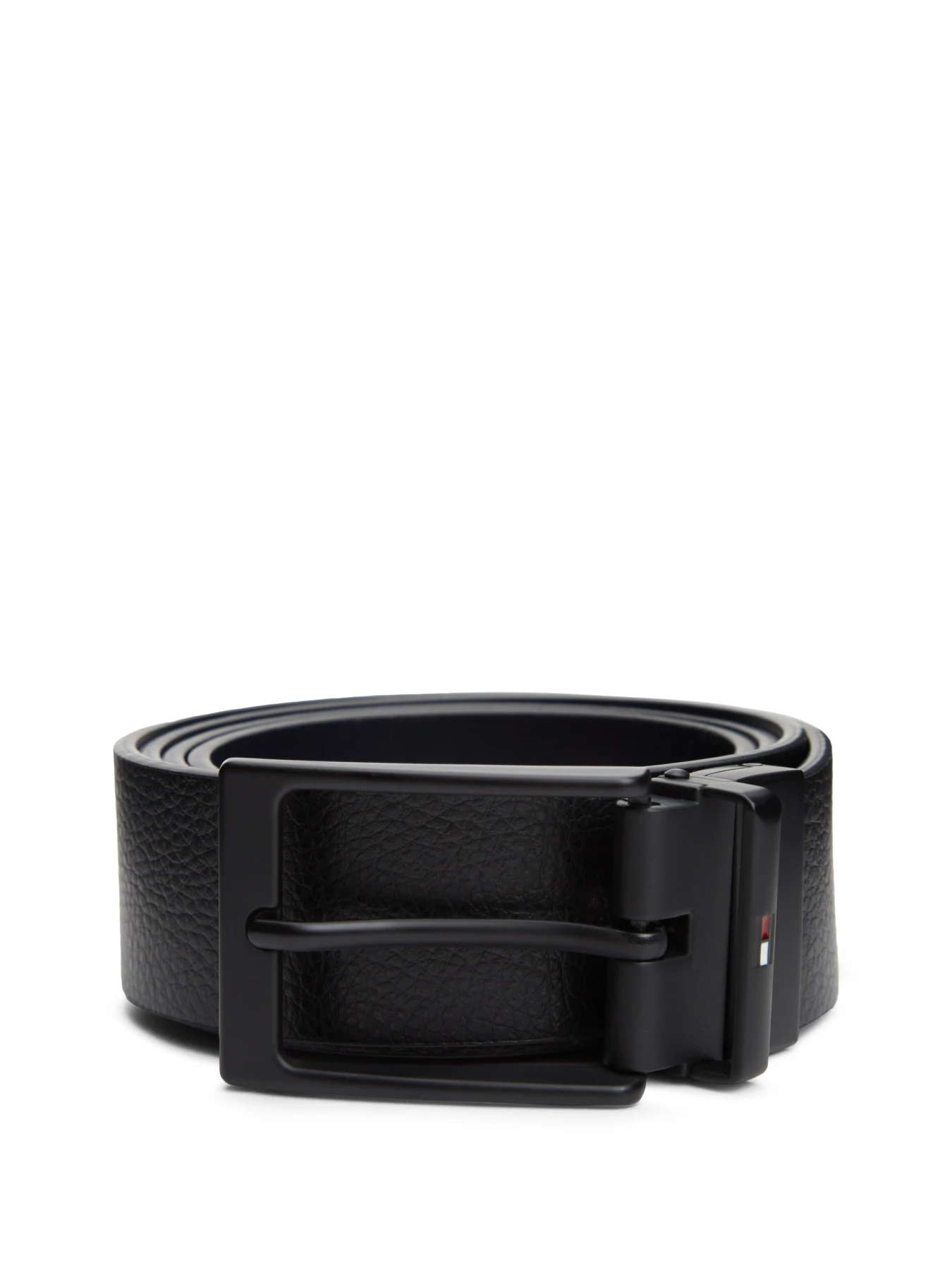 Rectangular Buckle Reversible Leather Belt