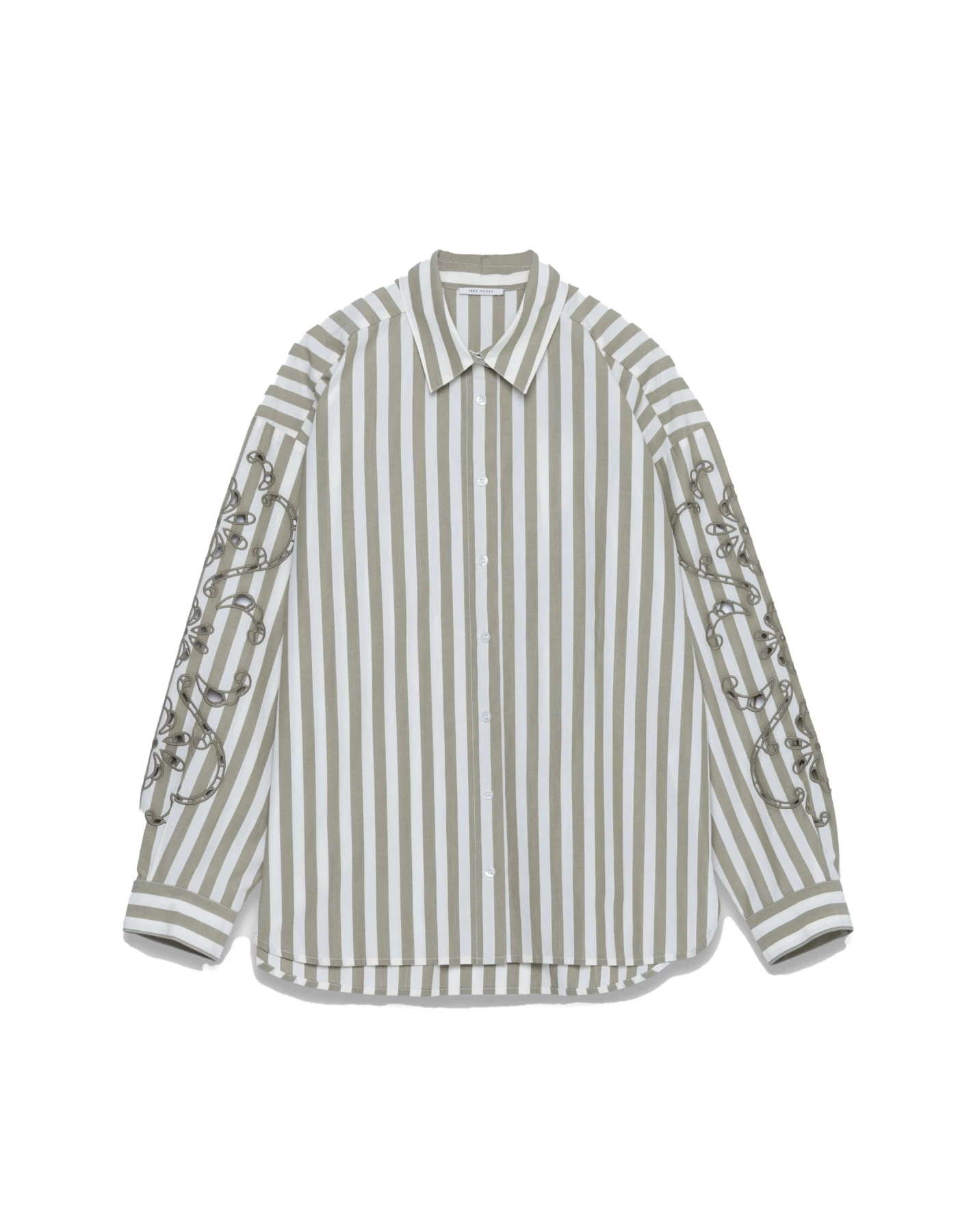 Stripes Openwork Embroidery Shirt