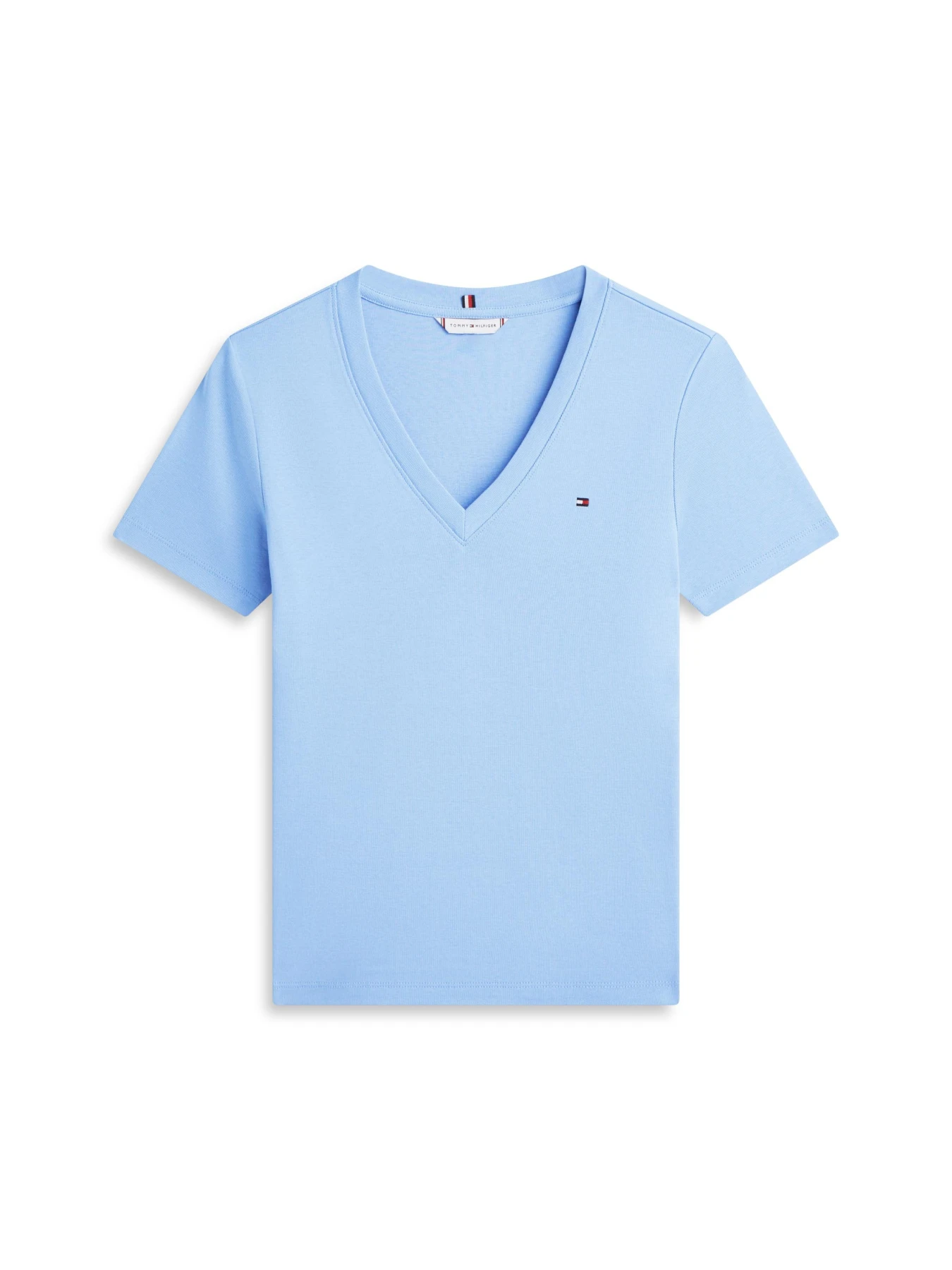 Flag Embroidery V-Neck Slim Fit Short Sleeve T-Shirt Image