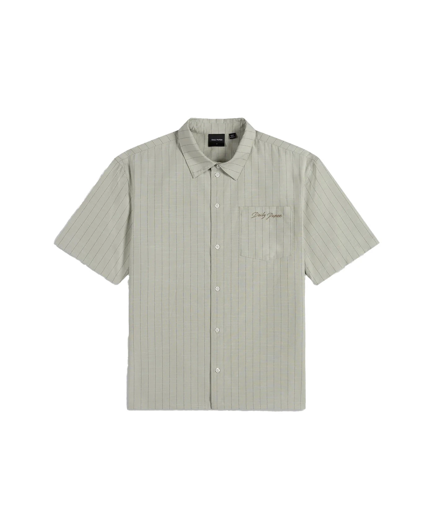 Green Stripe Script Short Sleeve Shirt