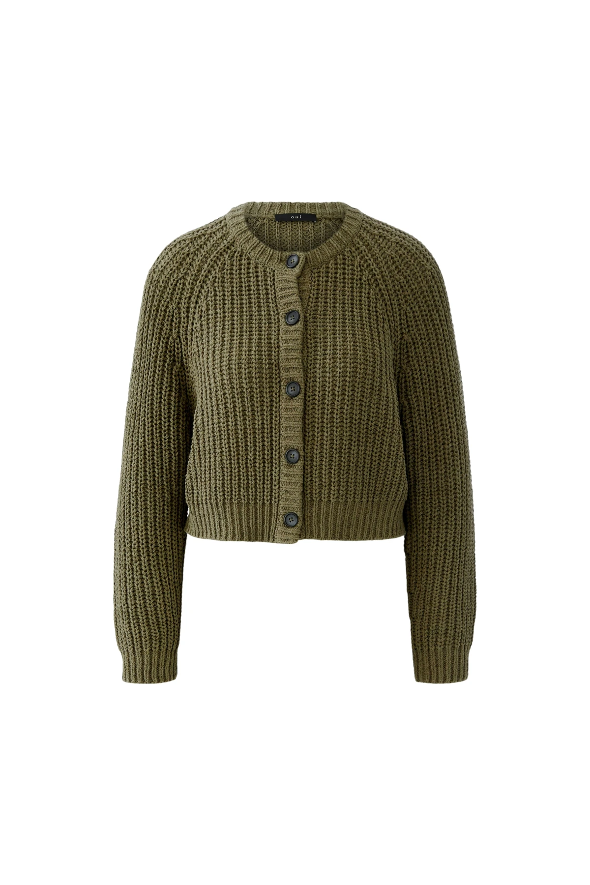 Rib Knitted Long Sleeve Round Neck Short Cardigan