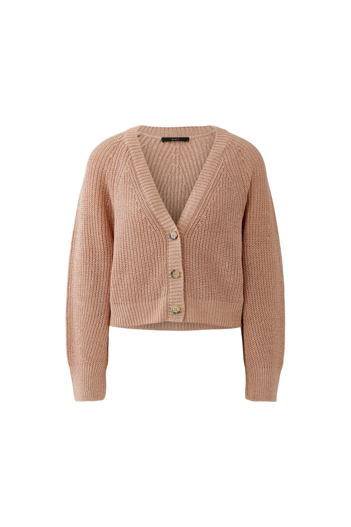Deep V-neck Mix Knitted Long Sleeve Cardigan
