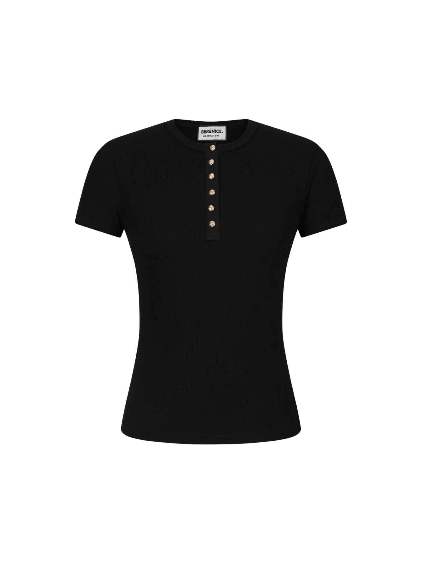 Round-Neck T-Shirt with Buttons