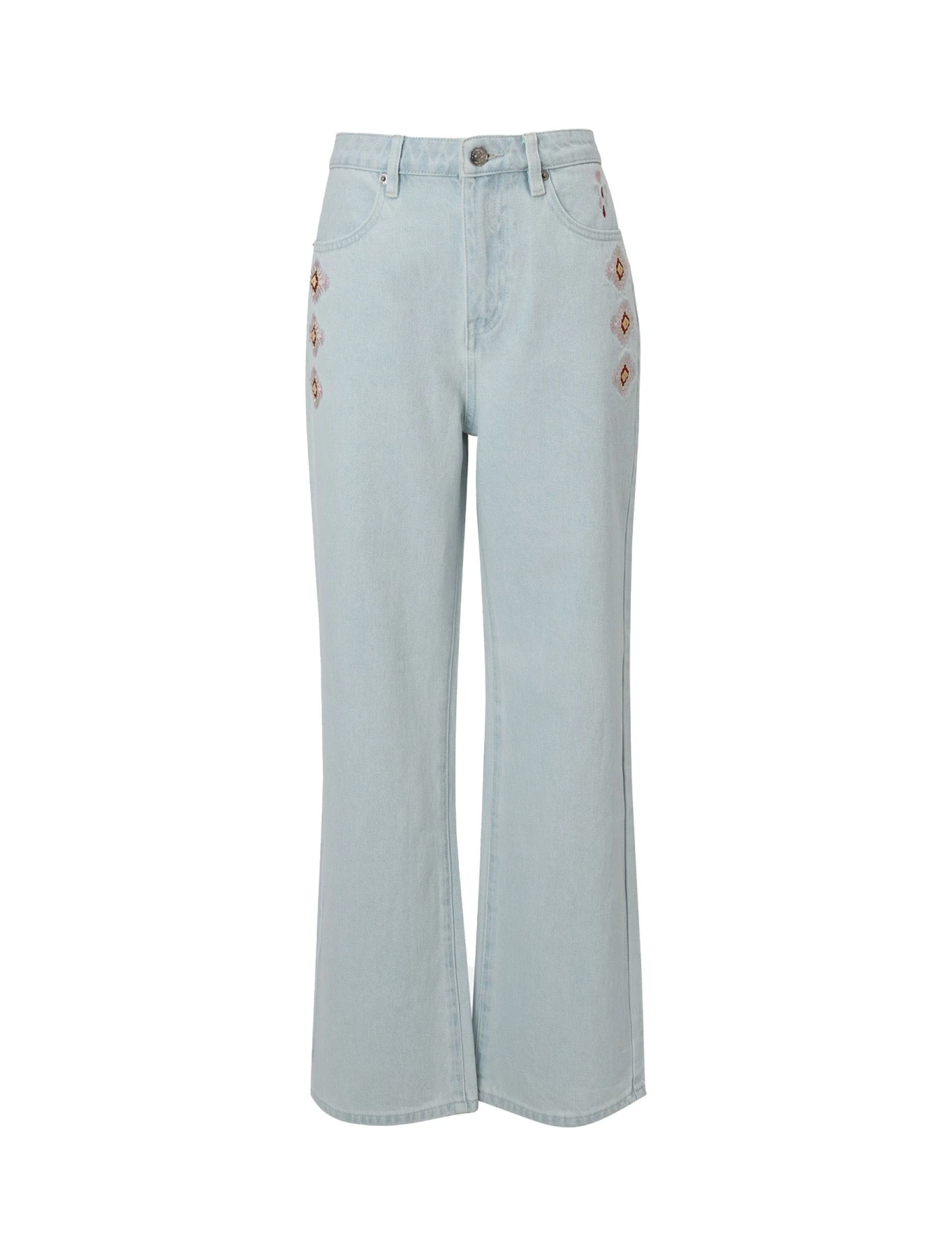 Straight Jeans With Embroidery