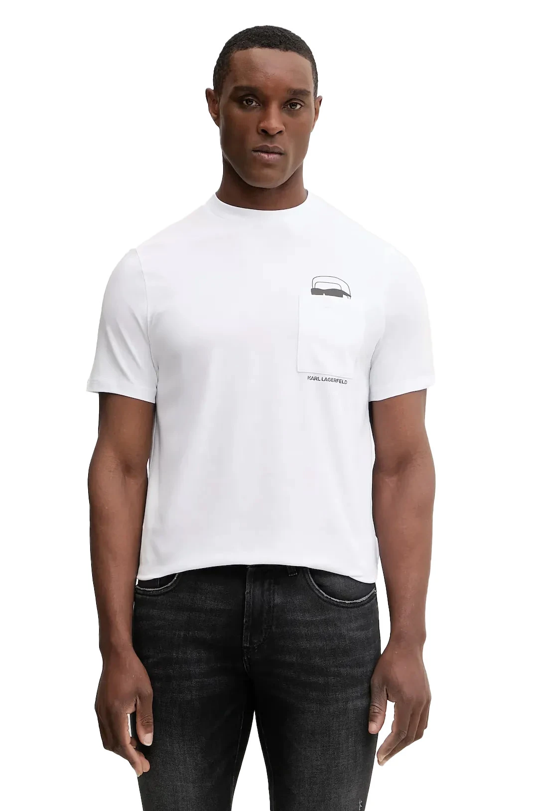 Crew-Neck T-shirt with Signature Ikonik Karl Pocket Detail Image