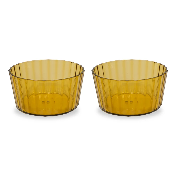 Set Of 2 - Acrylic Bowls Capacity 490 Ml Amber