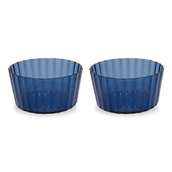 Set Of 2 - Acrylic Bowls Capacity: 490 Ml Blue
