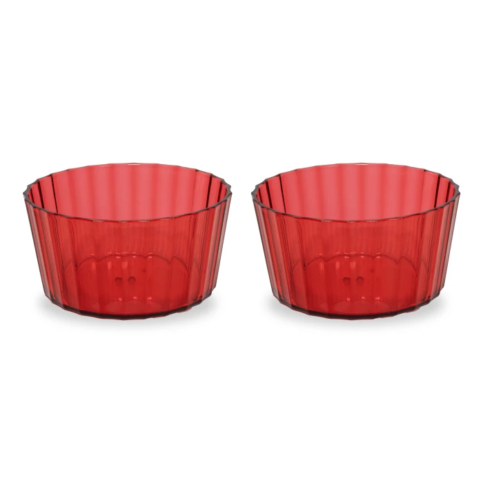 Set Of 2 - Acrylic Bowls Capacity: 490 Ml Red