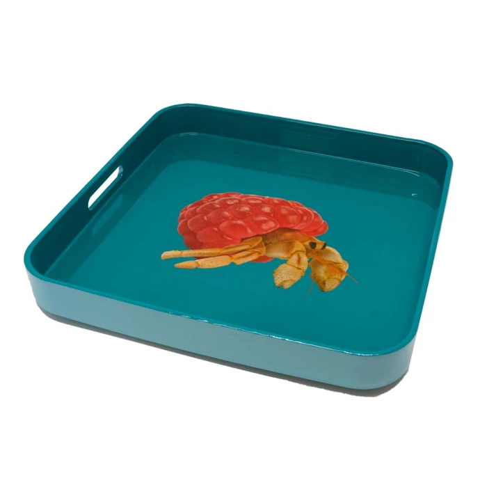 Square Tray 34 X 34 Cm Hermit Crab Decoration
