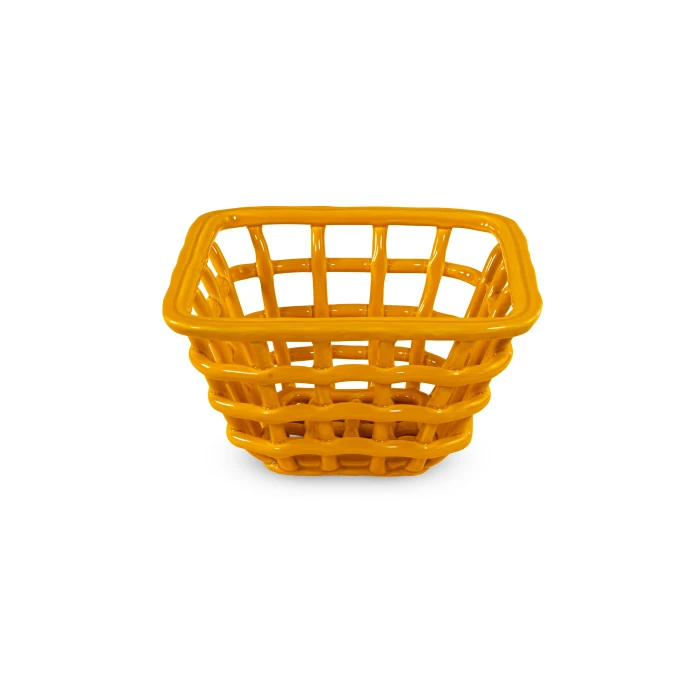 Stoneware Centerpiece Basket Yellow 11x18 cm