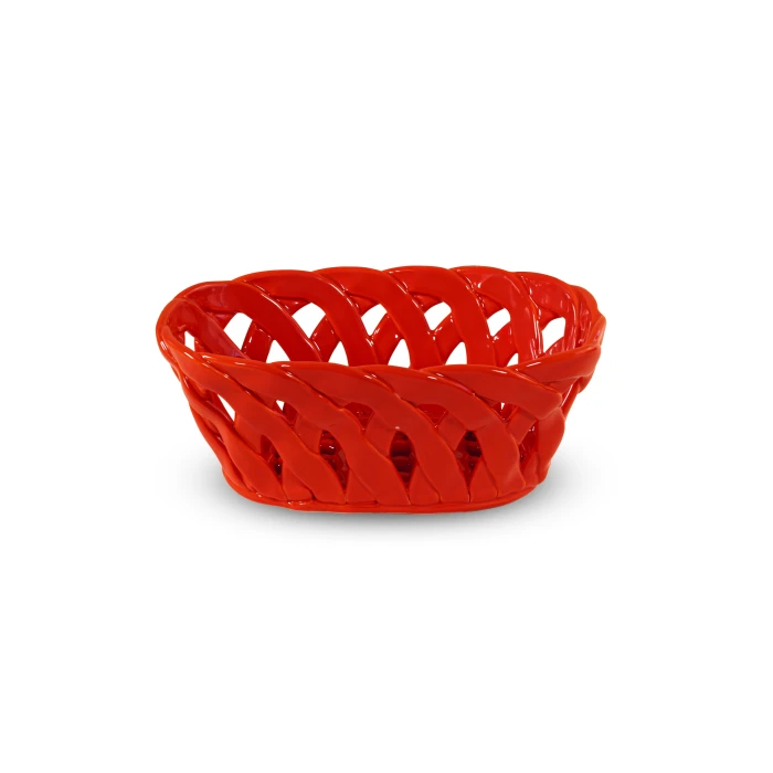 Stoneware Centerpiece Basket Red 9x14x12 cm