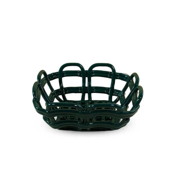 Stoneware Centerpiece Basket Green 8x22 cm