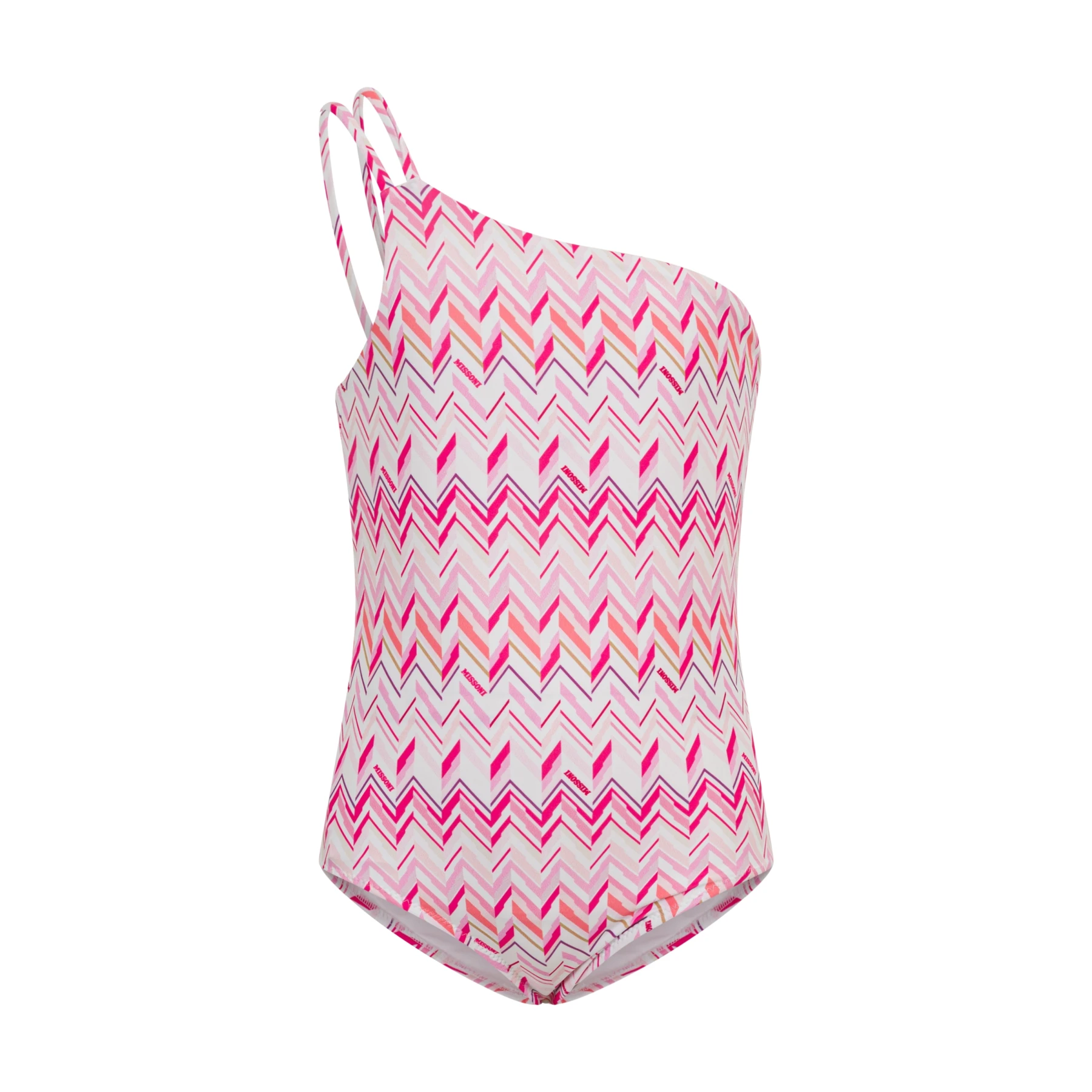 Kids Girls One-Shoulder Zig-Zag Swimsuit
