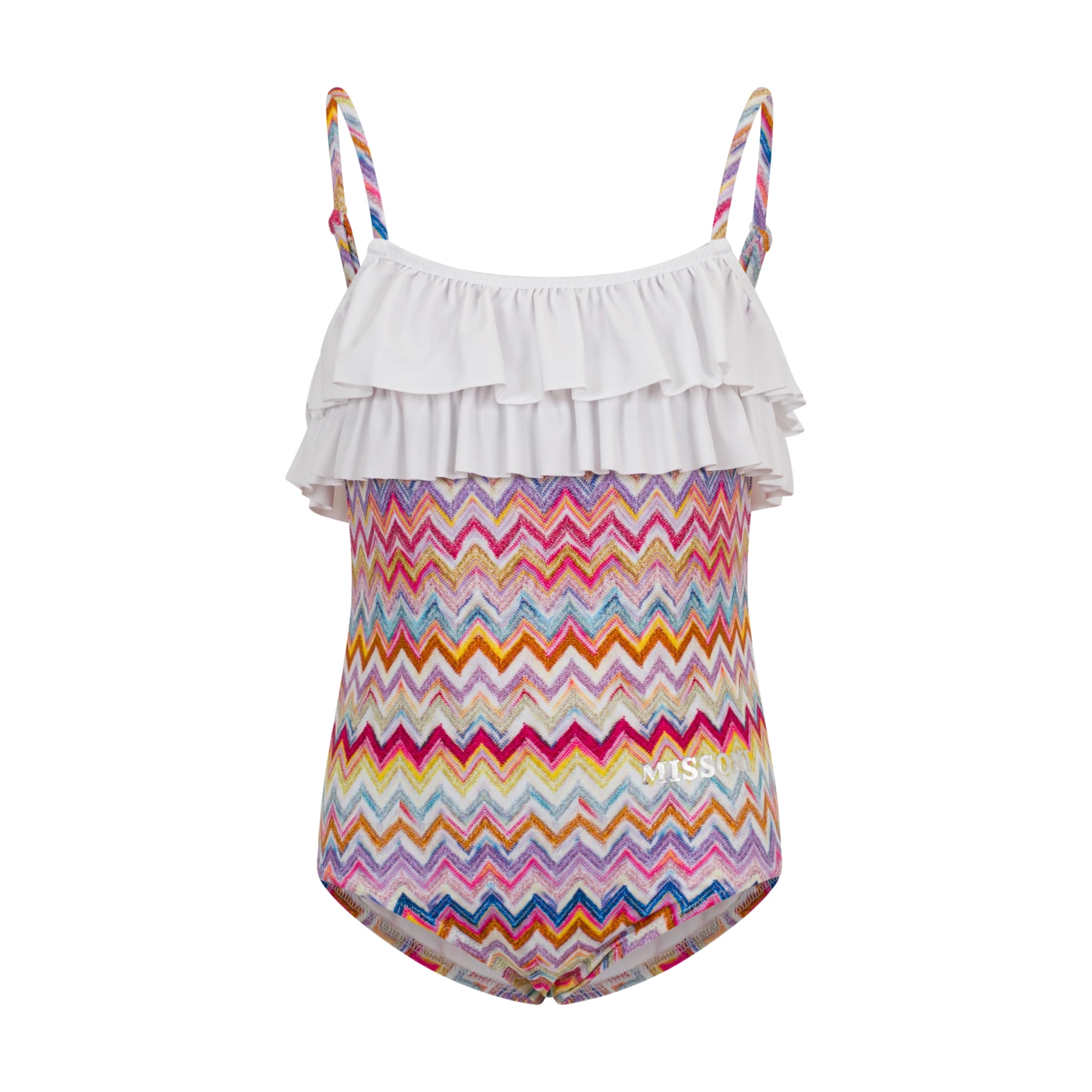 Kids Girls Ruffled Zig-Zag Two-Piece Swimsuit