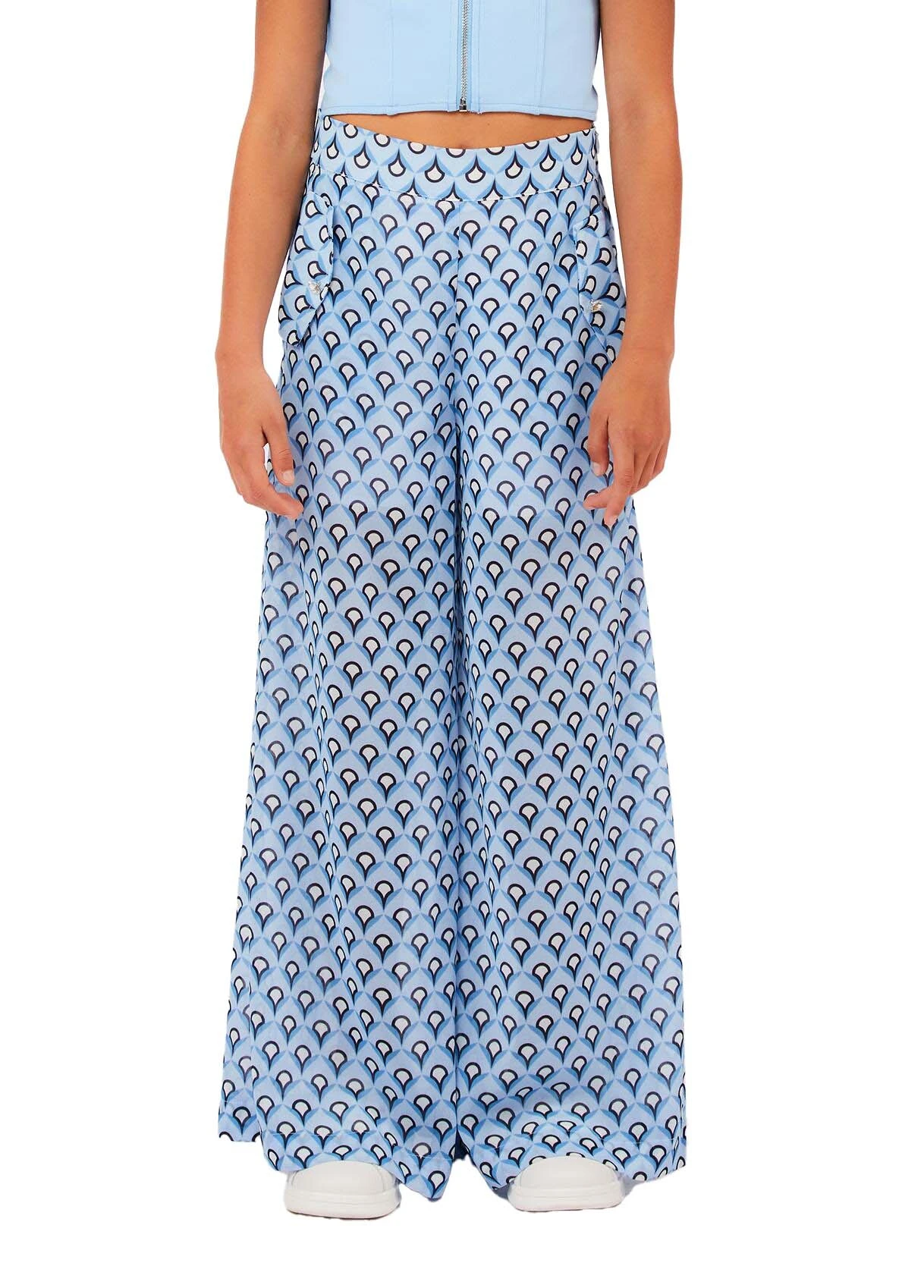 Kids Girls Floral Print Chiffon Wide-Leg Trousers