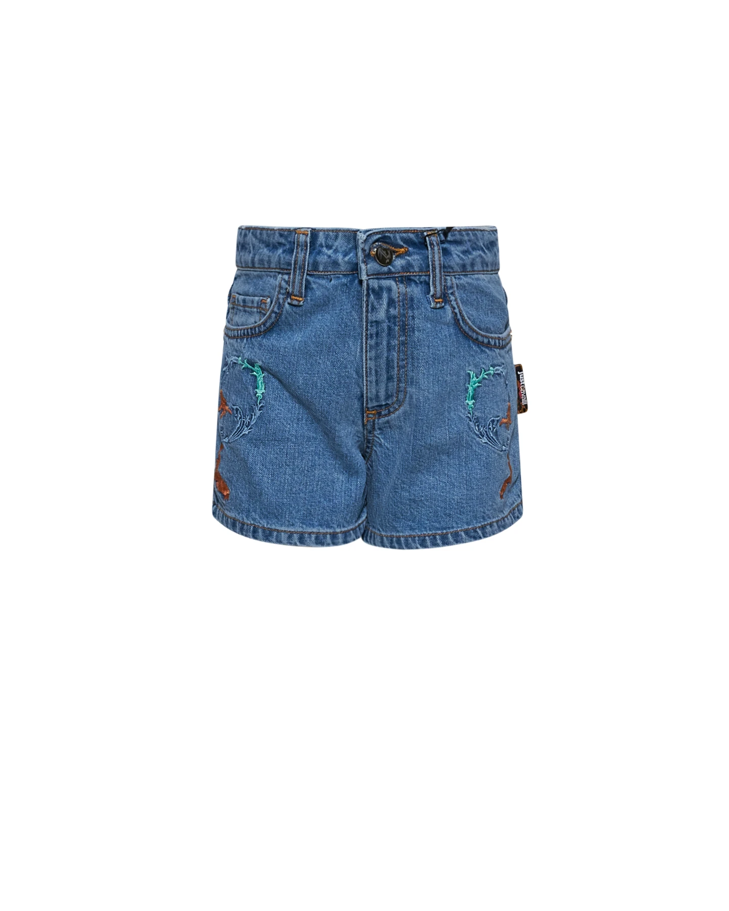 Kids Girls Embroidered Floral Denim Shorts