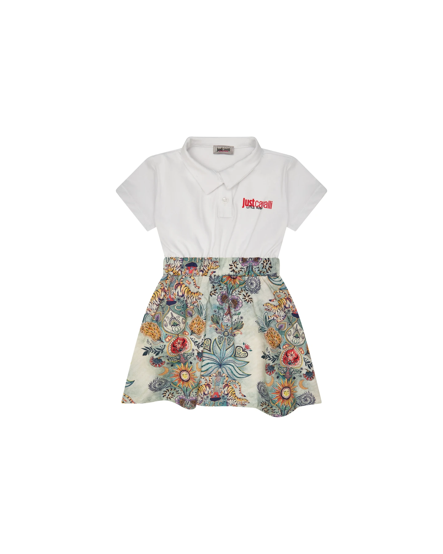 Baby Girl Polo Dress with Mythical Tiger Print Skirt