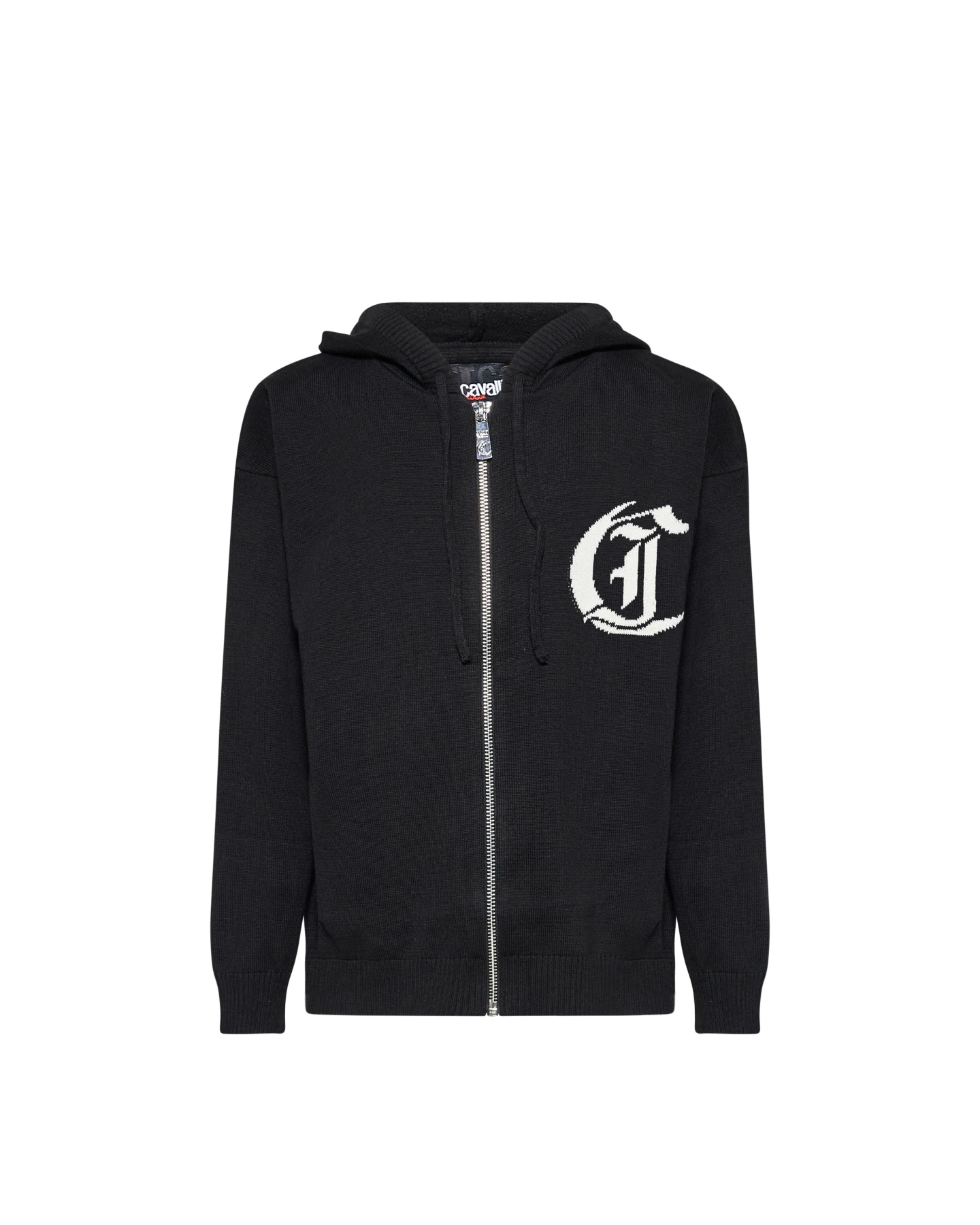Kids Boys Zip-Up Knit Hoodie with Gothic Monogram