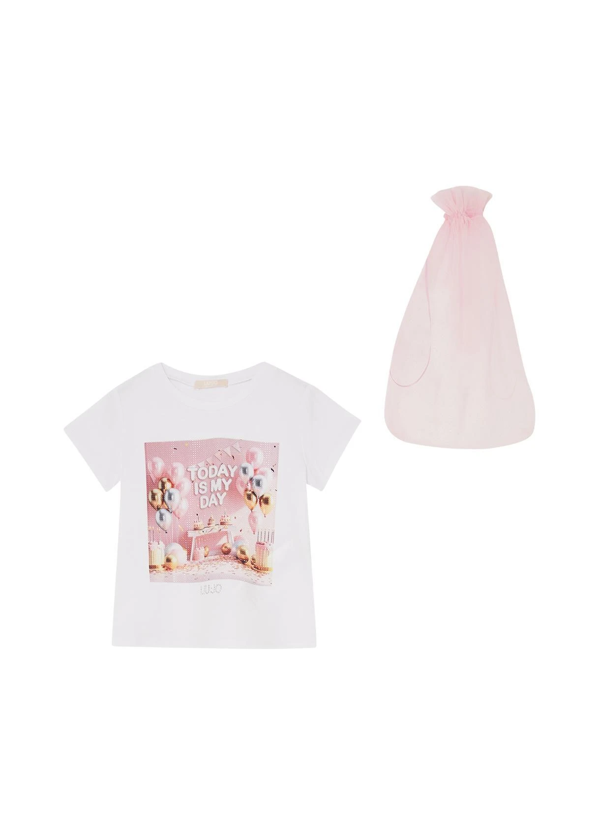 Kids Girls "Today Is My Day" Graphic T-Shirt with Tulle Gift Bag
