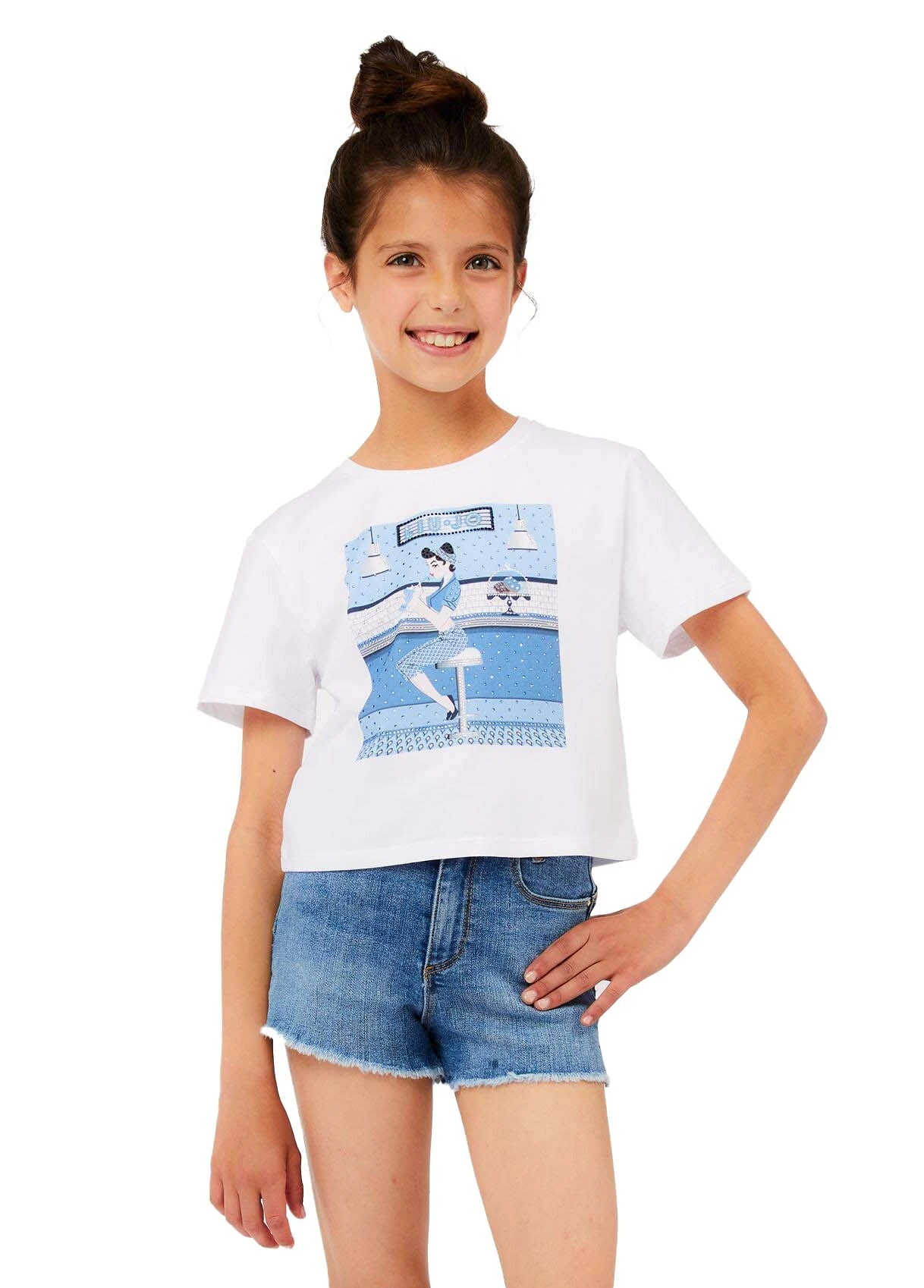 Kids Girls Short Sleeve Graphic Cotton Tshirt