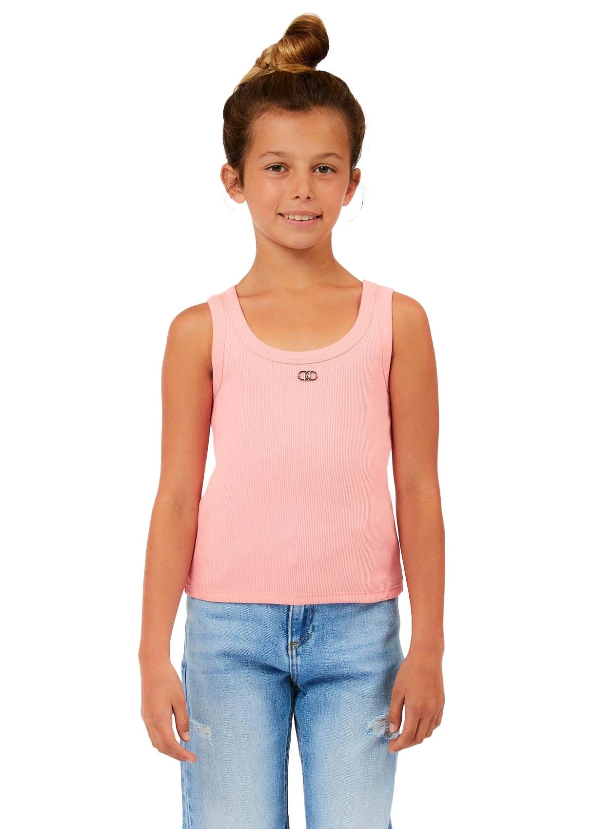 Ribbed Tank Top with Logo Charm Image