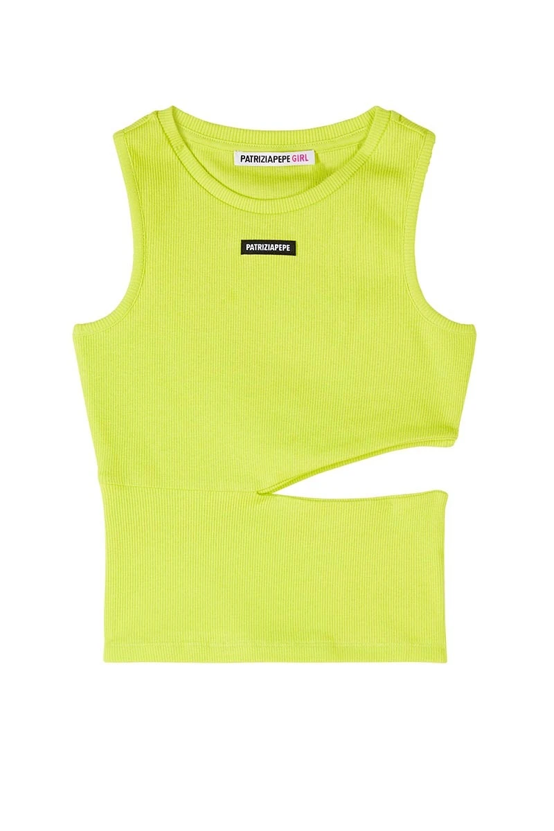 Kids Girls Ribbed Tank Top with Side Cut-Out