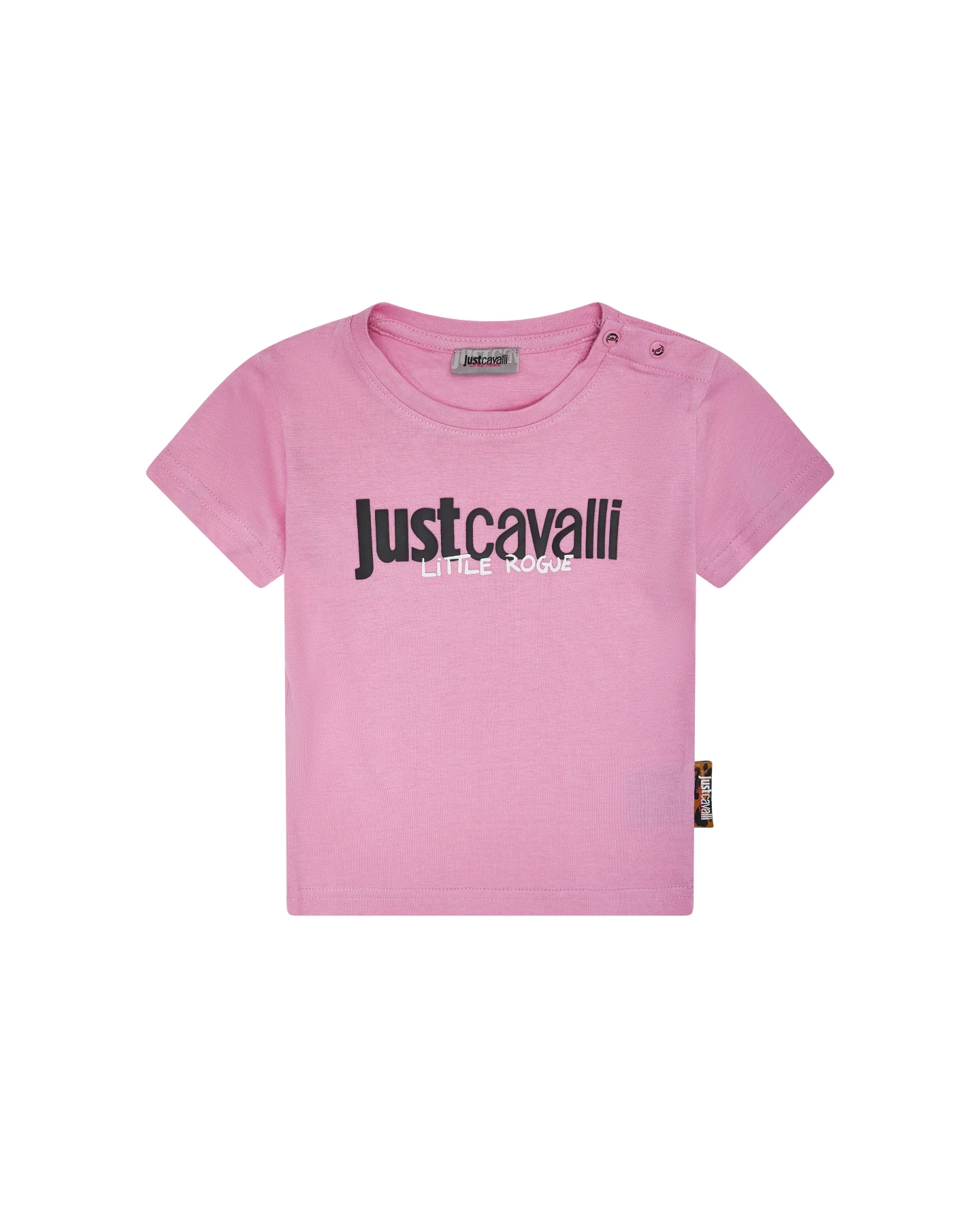 Baby Girl Cotton Short Sleeve Tshirt with Logo Detail