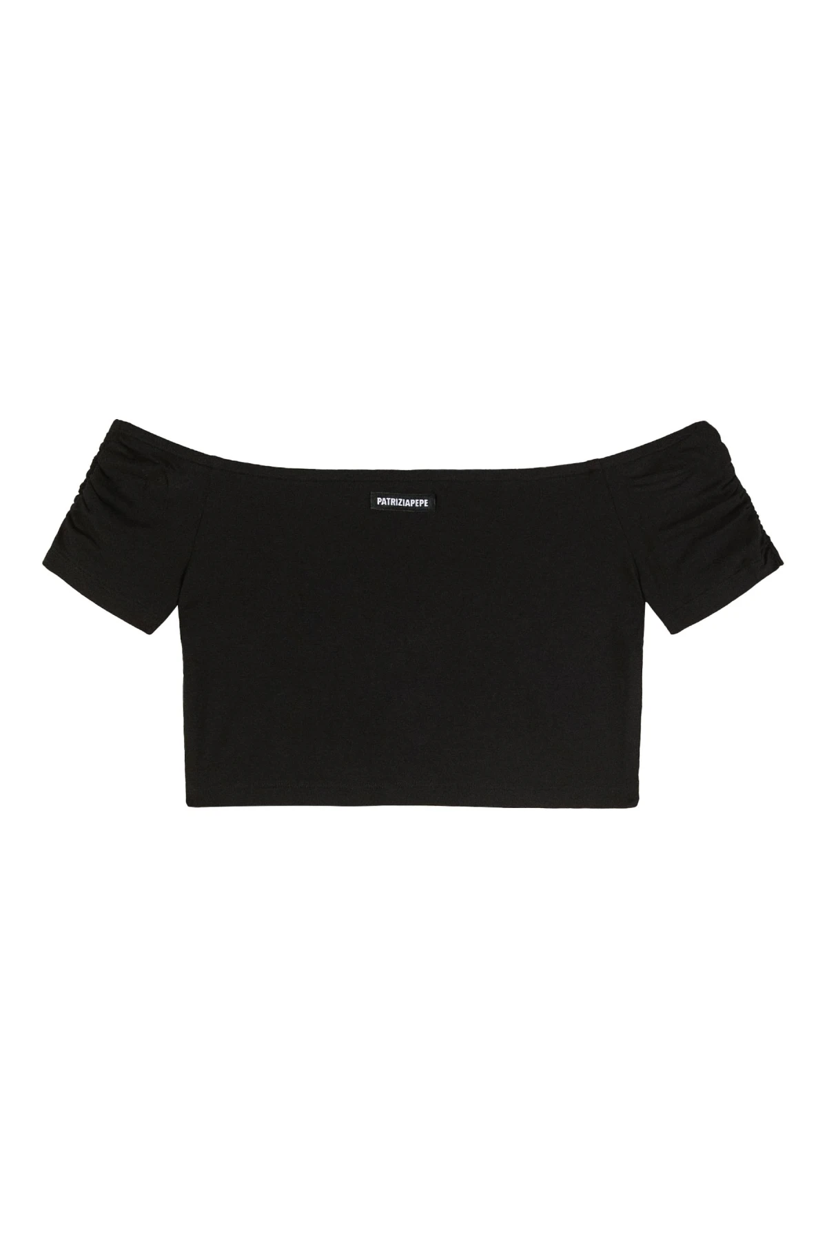 Kids Girls Off-The-Shoulder Cropped Top with Ruched Sleeves