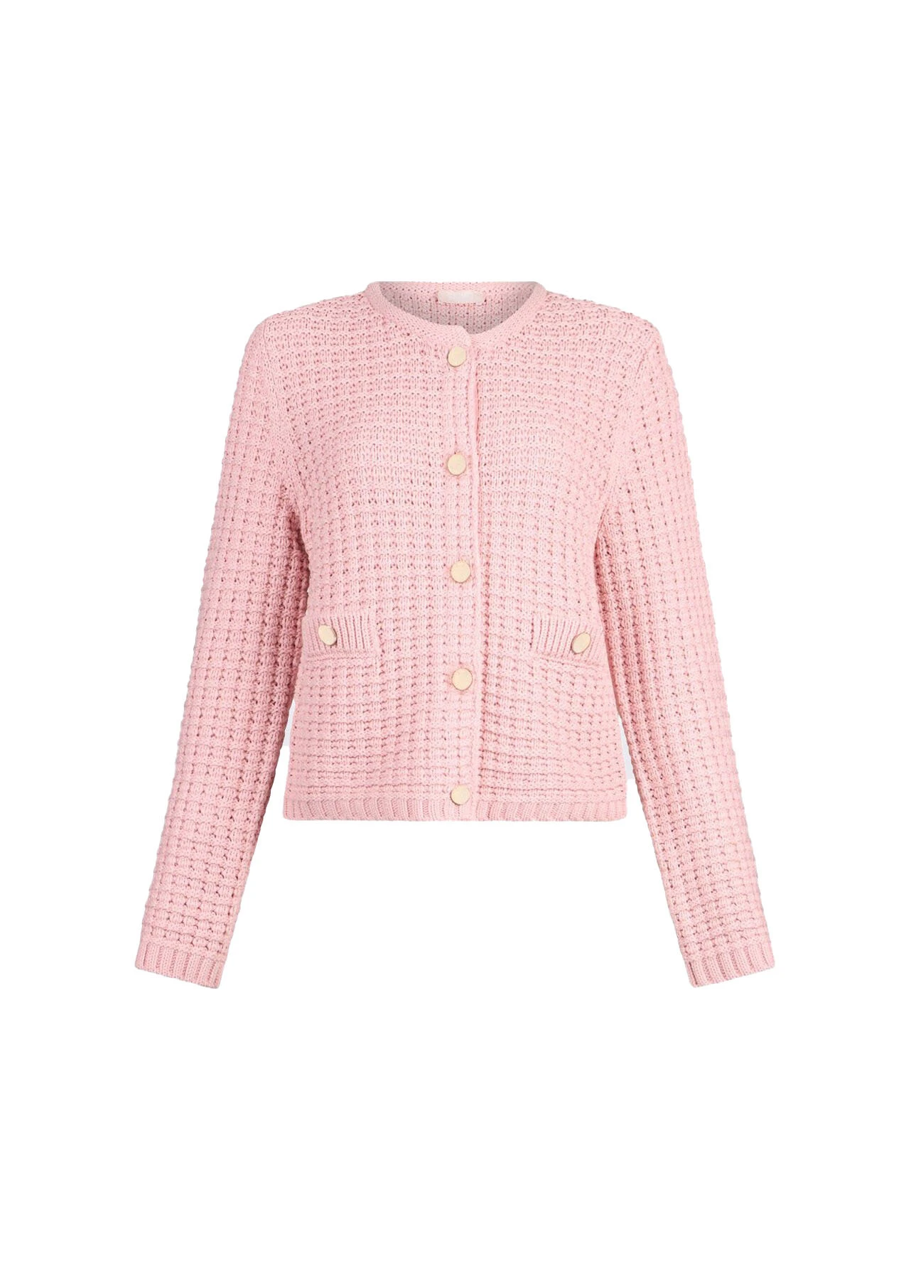 Bark-stitch Knit Cardigan with Front Pockets