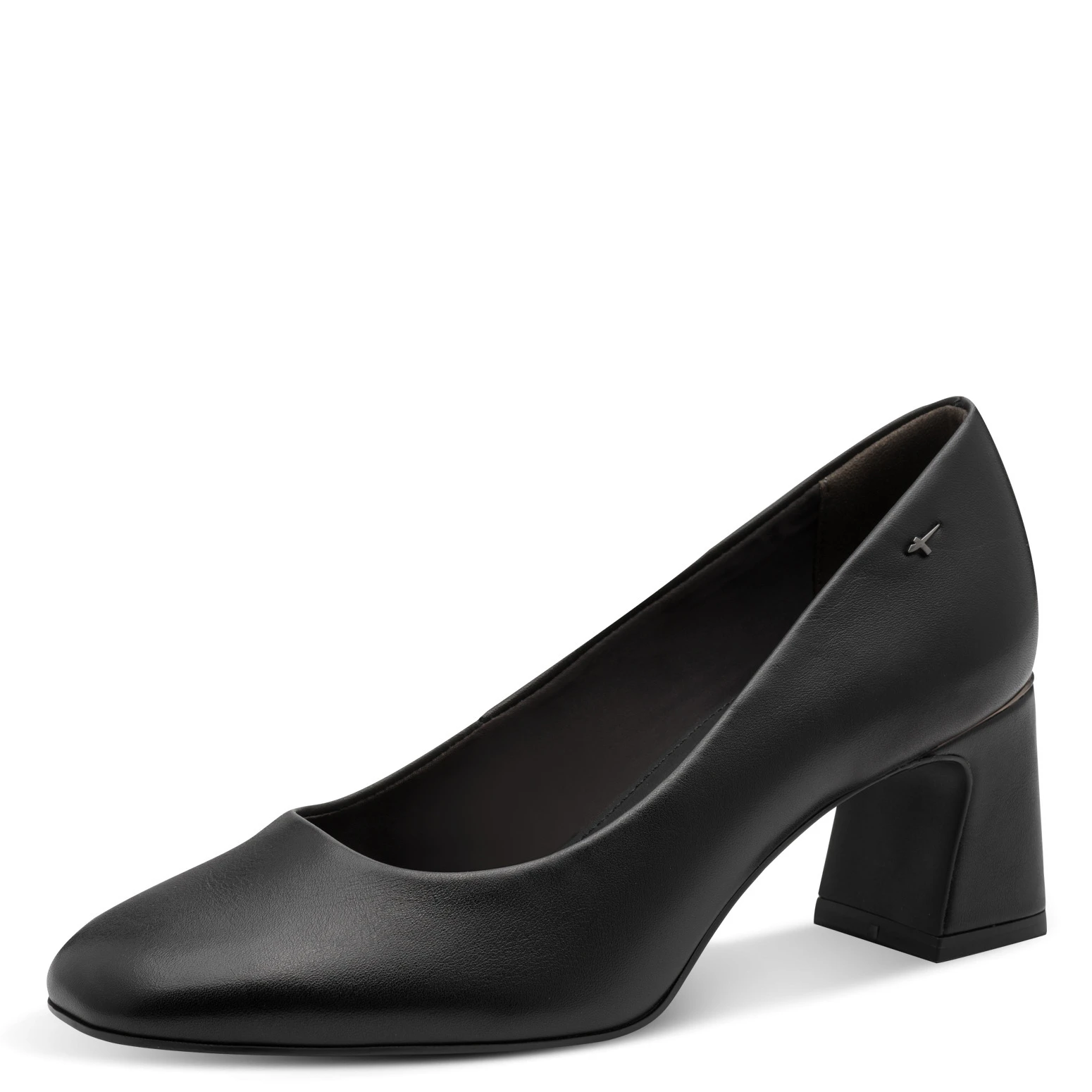 Square-Toe Block Heels Leather Pump