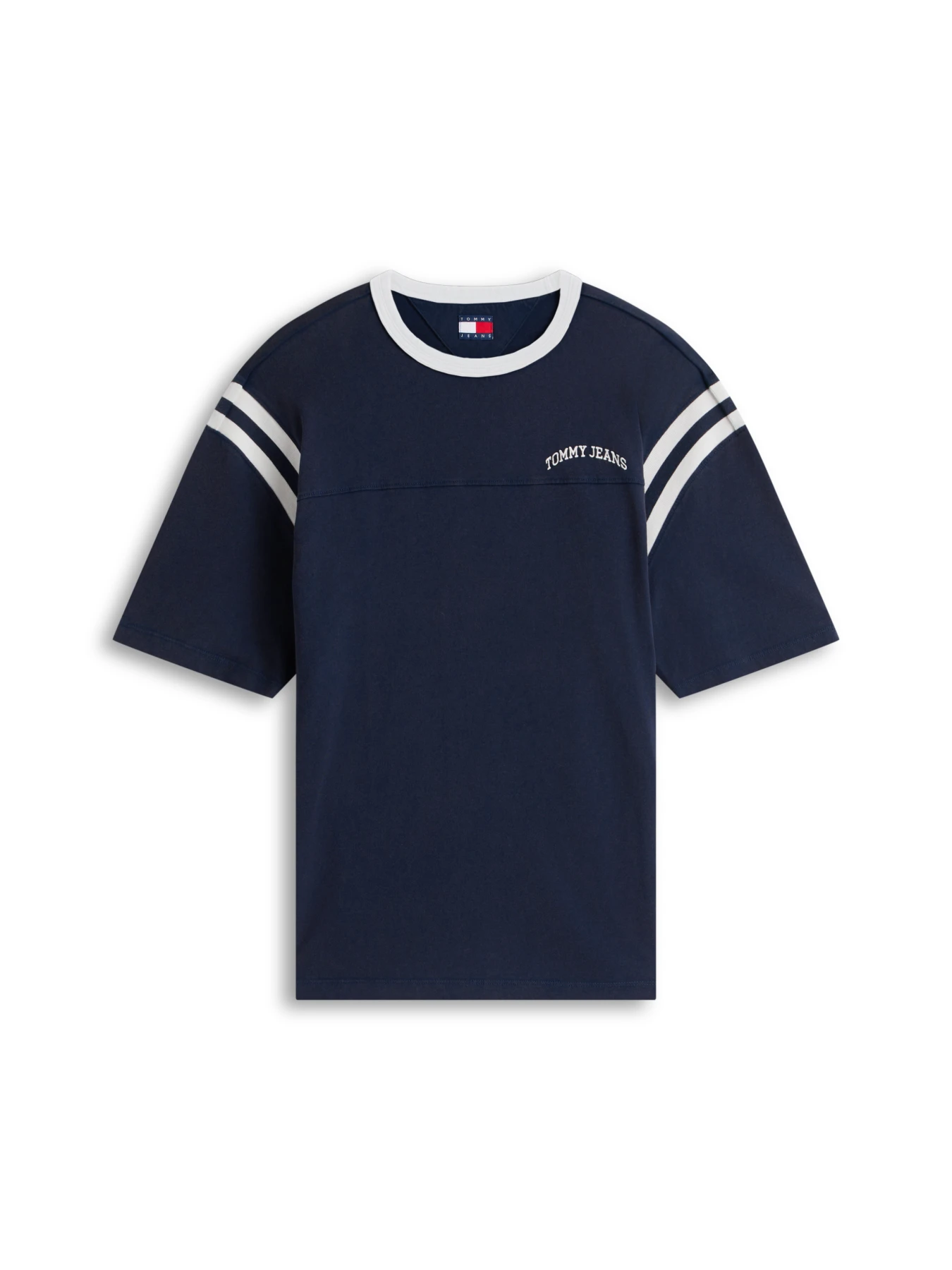 Oversized T-Shirt with Varsity Shoulder Stripes
