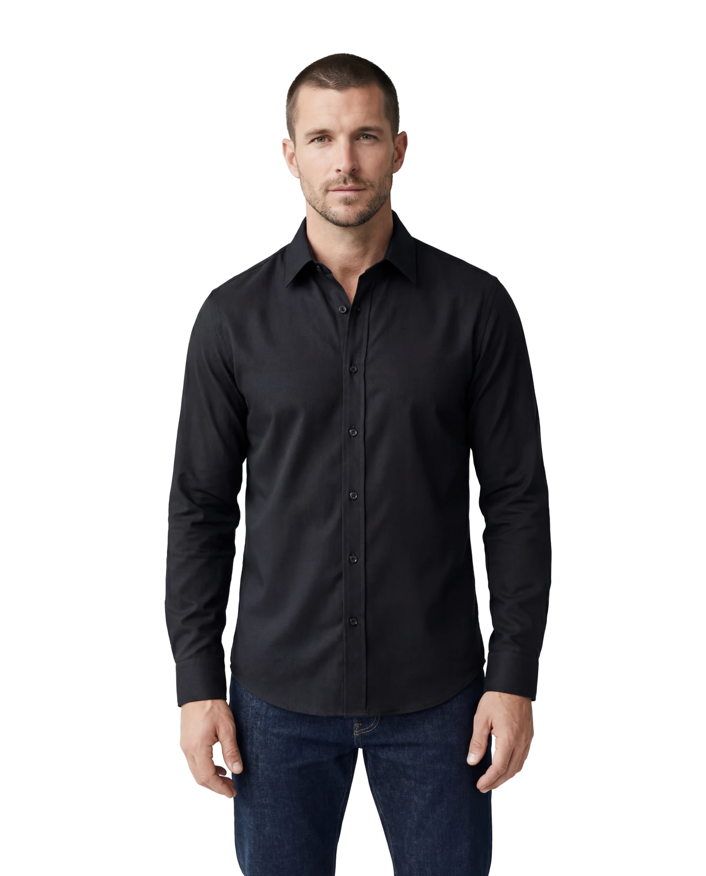 Stretch Slim-Fit Casual Long Sleeve Shirt