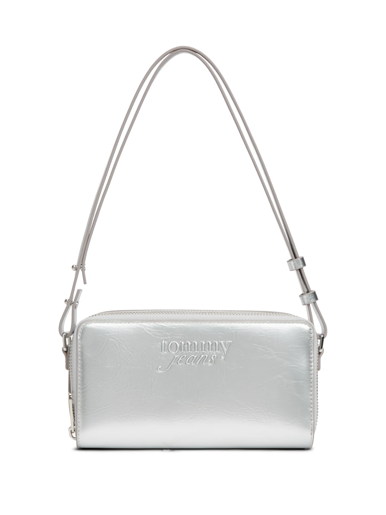 Metallic Crinkled Camera Shoulder Bag