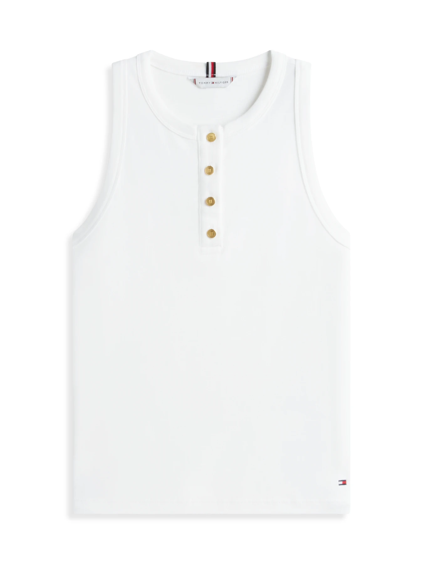 Sleeveless Gold Buttoned Slim Fit T-Shirt Image