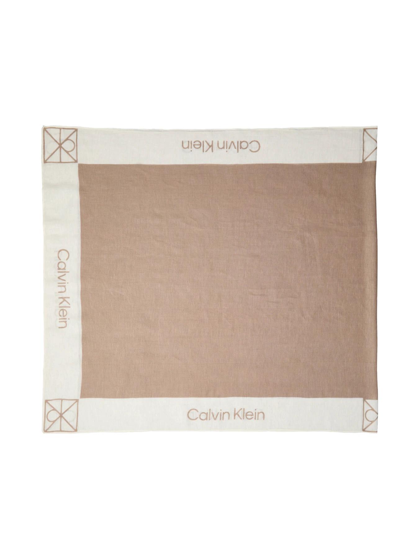 Logo Border Linen-Blend Scarf