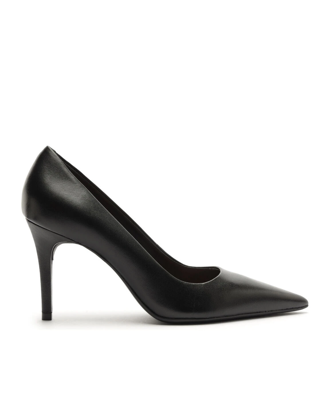 Black Leather High Heel Pointed Toe Pumps