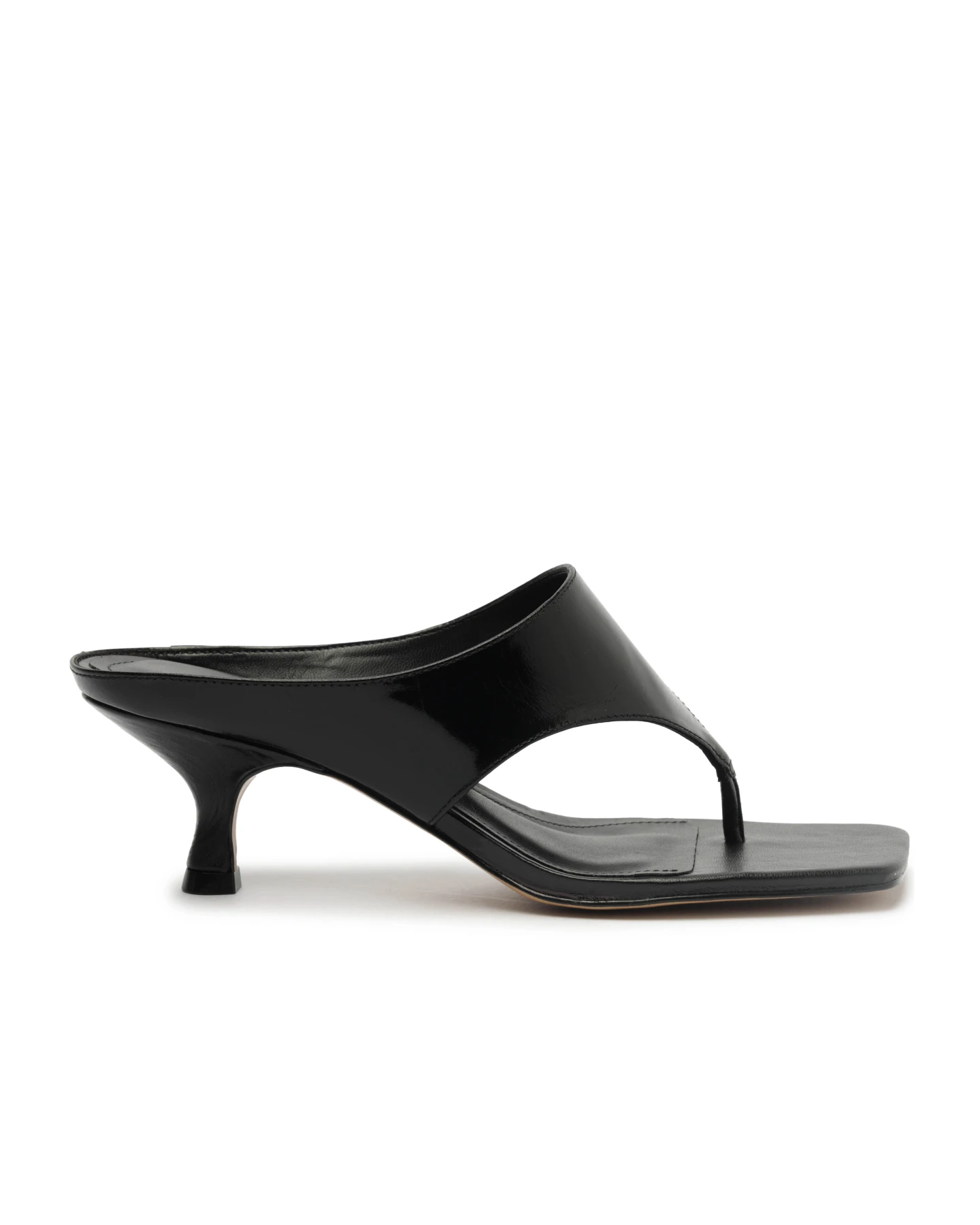 Kitten Heel Leather Thong Strap Mule
