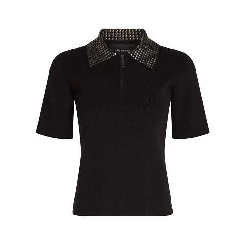 Stud Detail Collar Polo Shirt