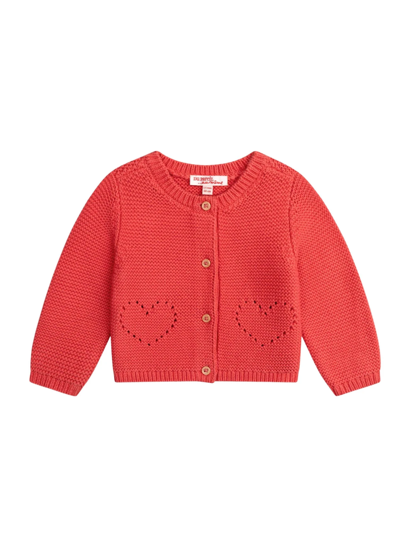 Baby Girl Watermelon Knit Cardigan with Heart Pockets