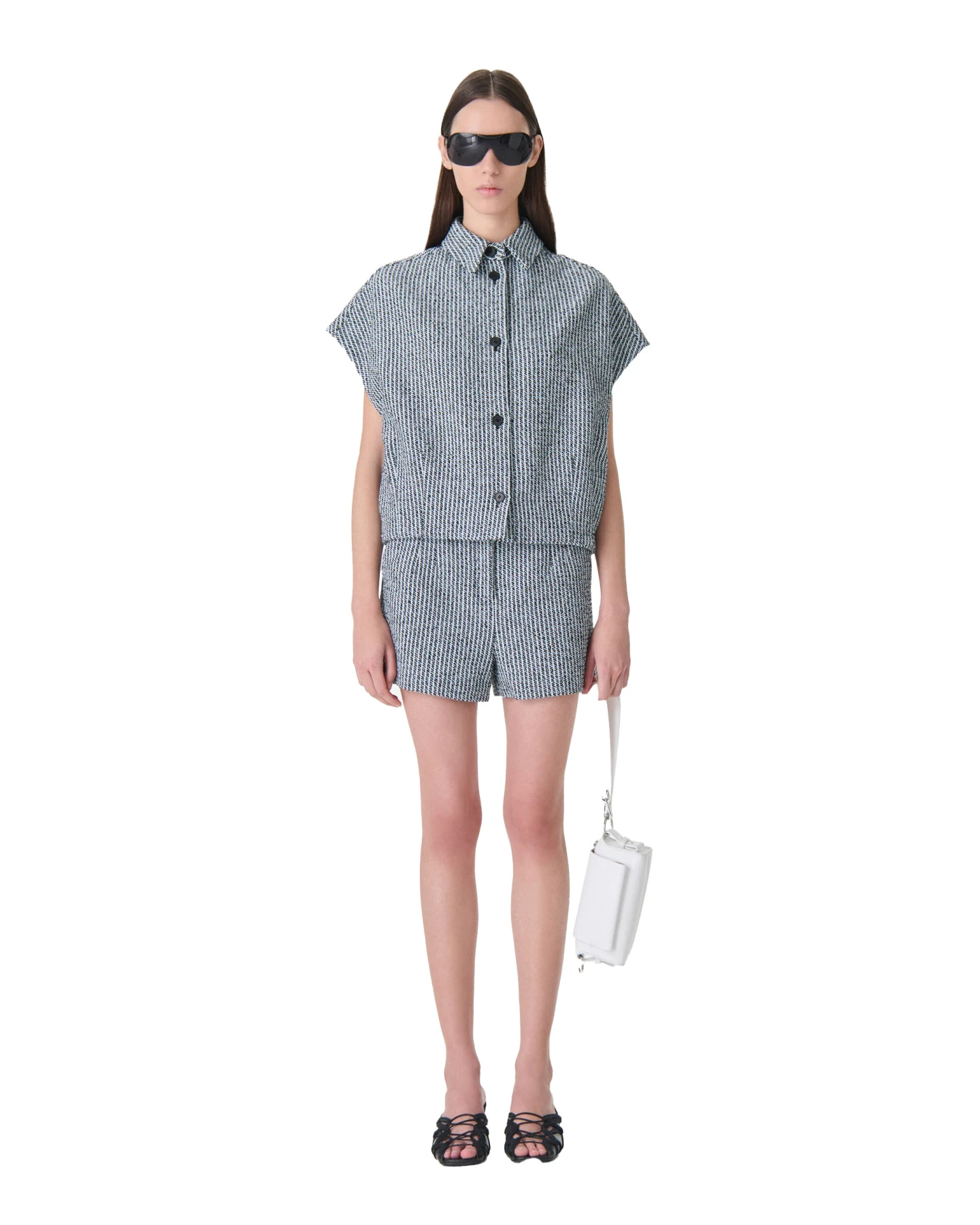 Mid-rise Waist Tweed Shorts 