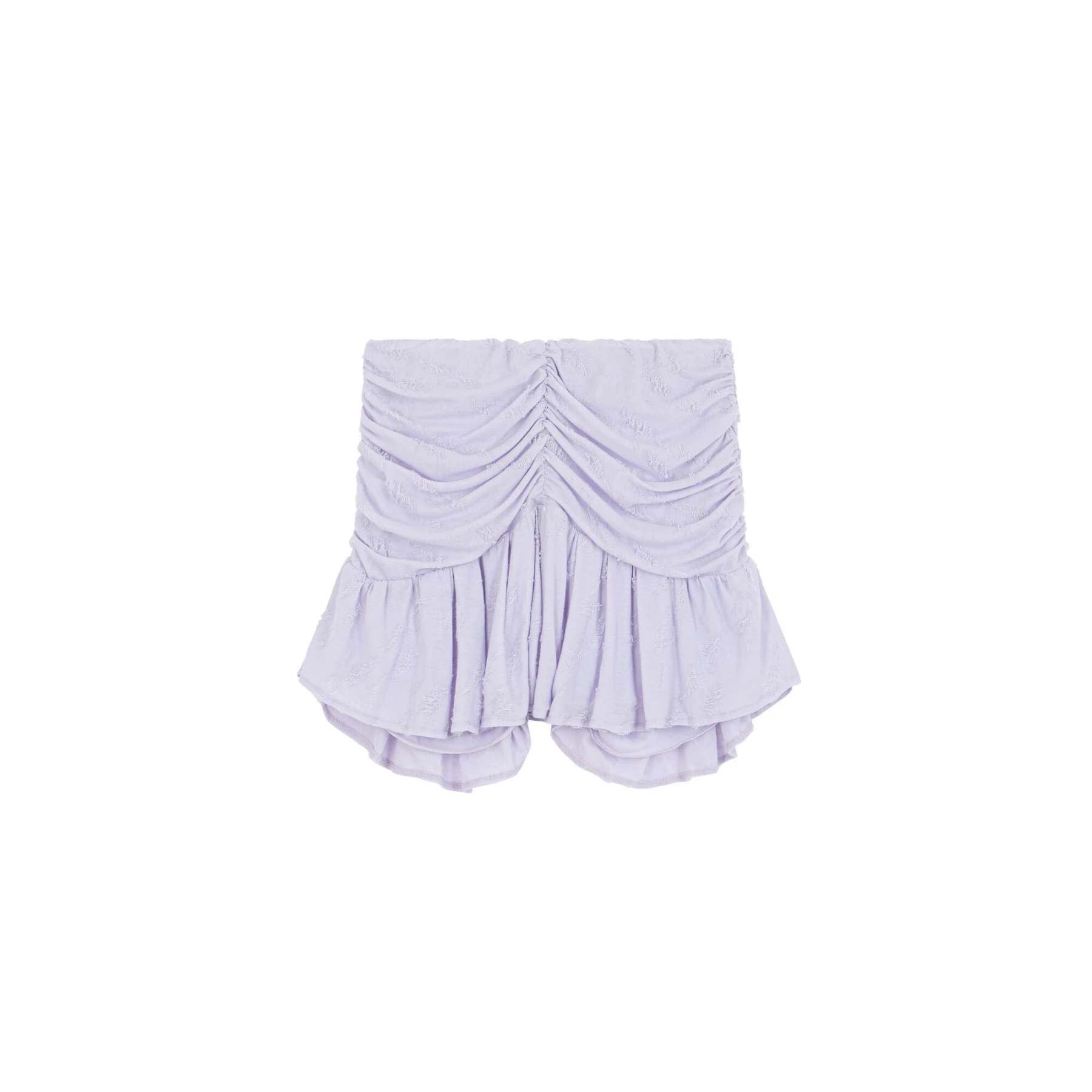 Fitted Gathered Mini Skirt with Ruffled Hem