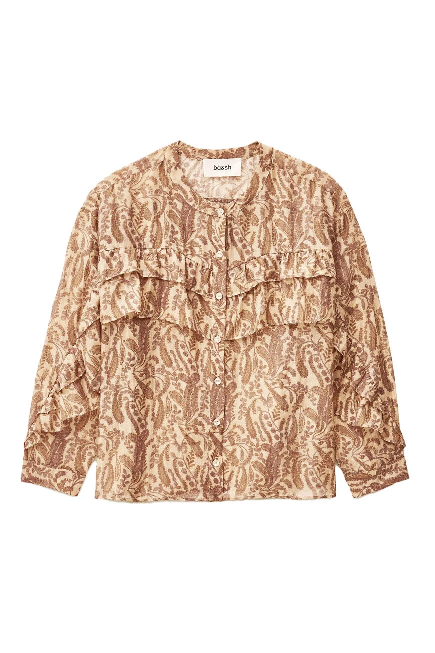 Classic Straight Fit Ruffle Long Sleeve Shirt