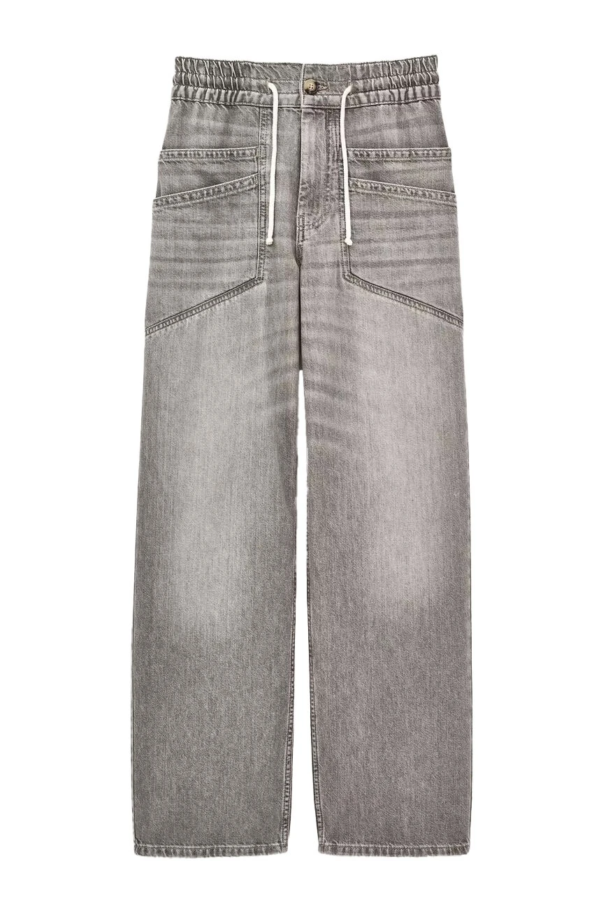 Wide-Leg Flared Denim Pants